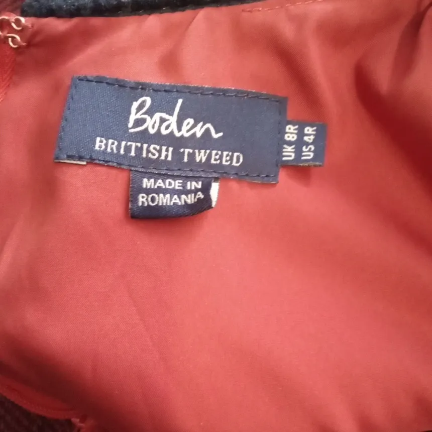 Boden British Tweed Albany Herringbone Wool A Line 50s Inspired Dress 4 - Image 2