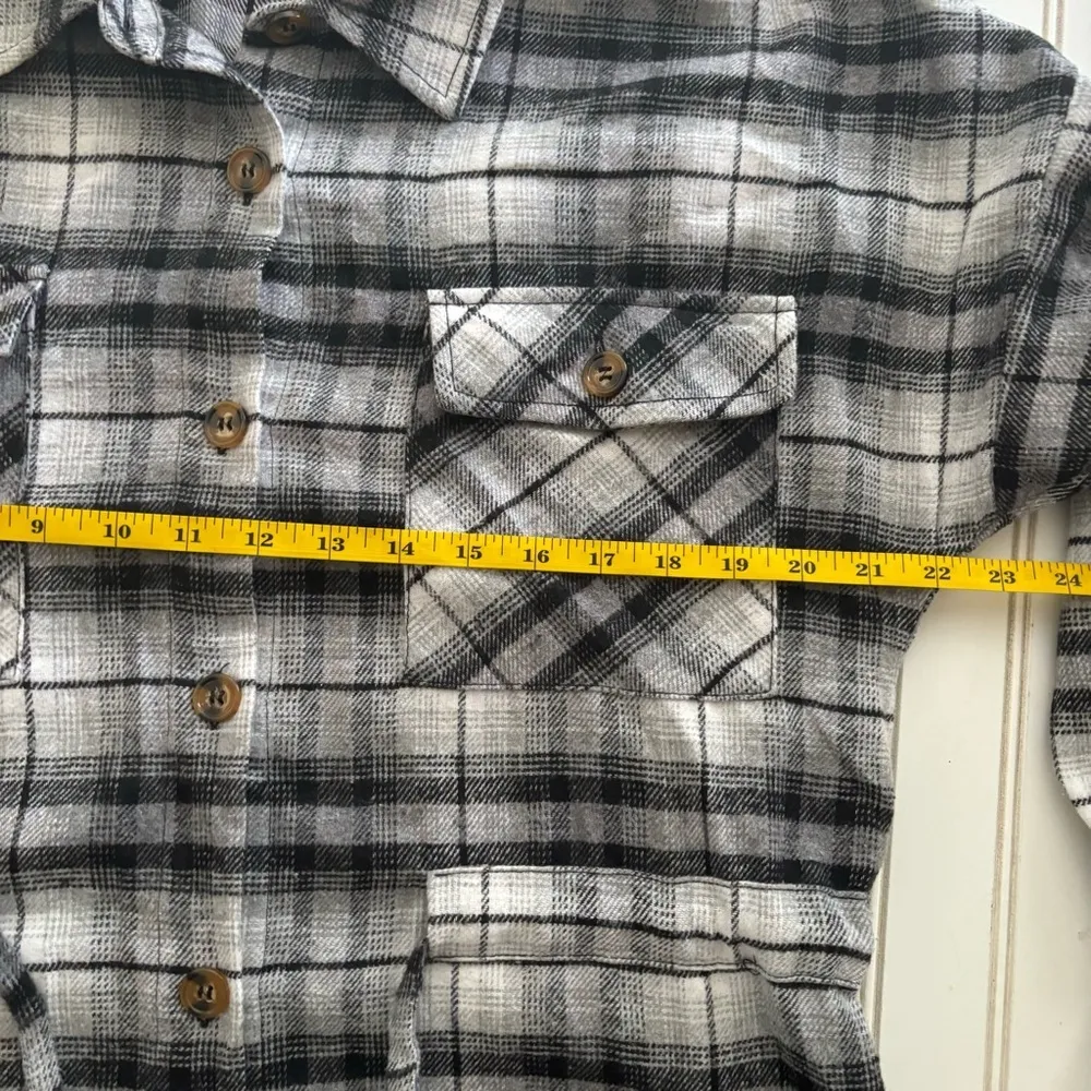 CiSono Plaid Collection Plaid Flannel Tie Waist Shirt Tunic Dress 4 Pocket Sz.M - Image 9