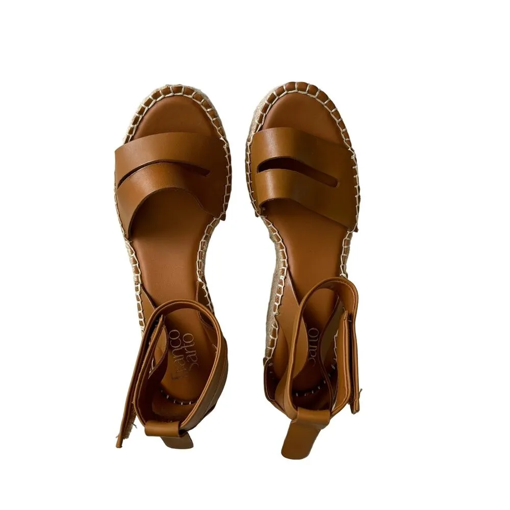 Franco Sarto Callia Cognac Strappy Leather
Wedge Espadrille Sandals Size 7 - Image 2