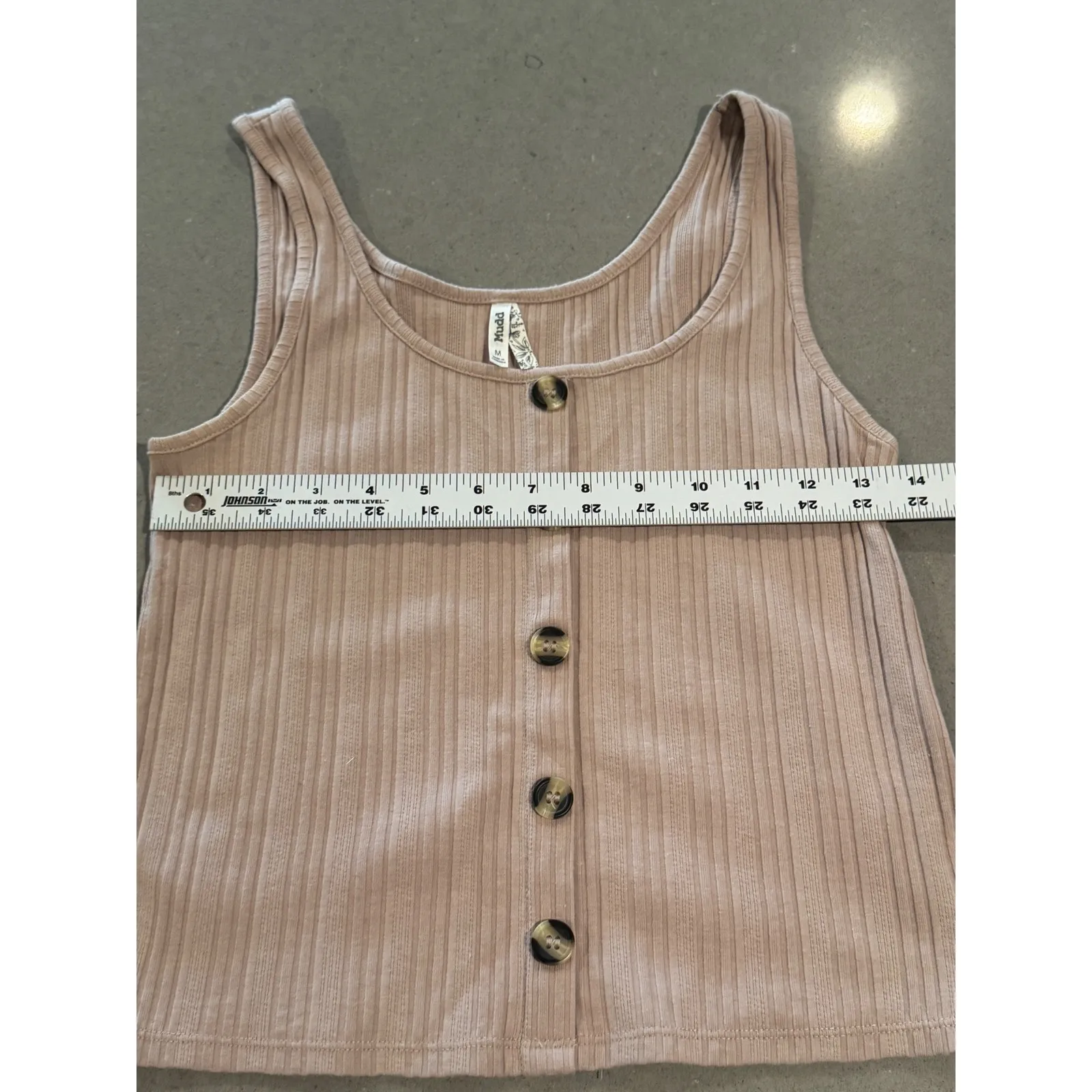 Mudd Ribbed Tank Top Women Medium Button Front Sleeveless Casual Pink - Image 3