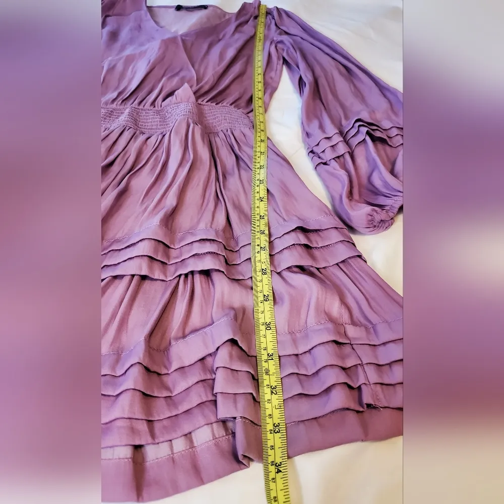 DO+BE Lilac Long Sleeve Tiered Mini Dress Size S NWOT - Image 6
