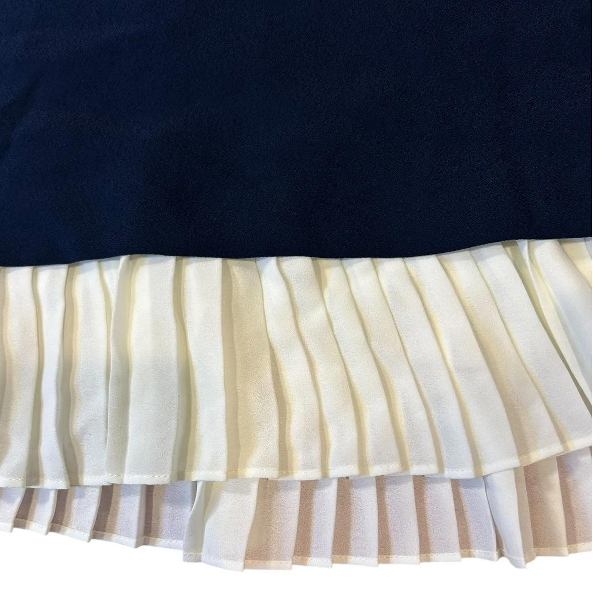 NWT NANETTE LEPORE Navy Cream Sleeveless Lace Collar Babydoll Shift Twee Dress 8 - Image 6