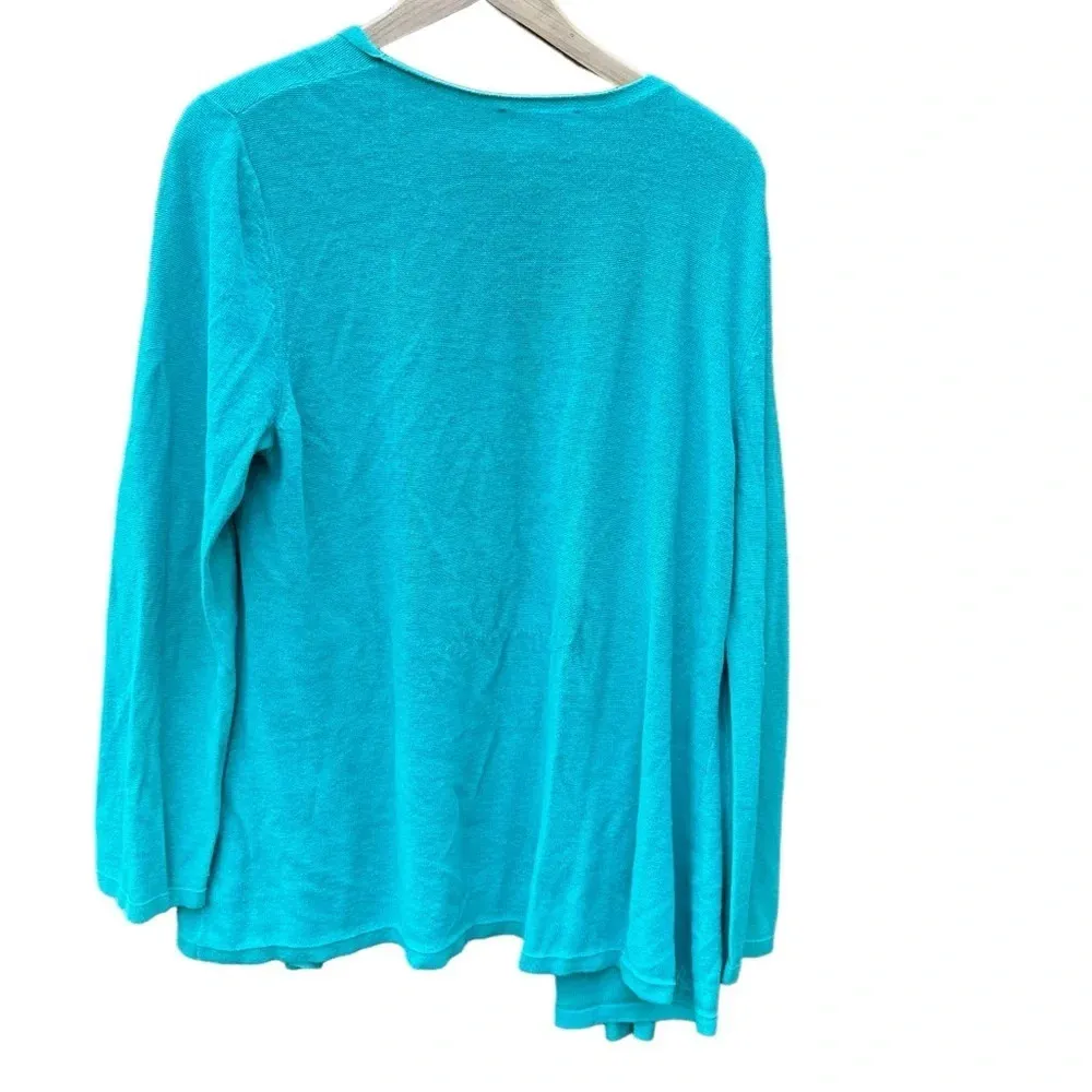 Pendleton women's XL knit turquoise cardigan, linen blend - Image 2