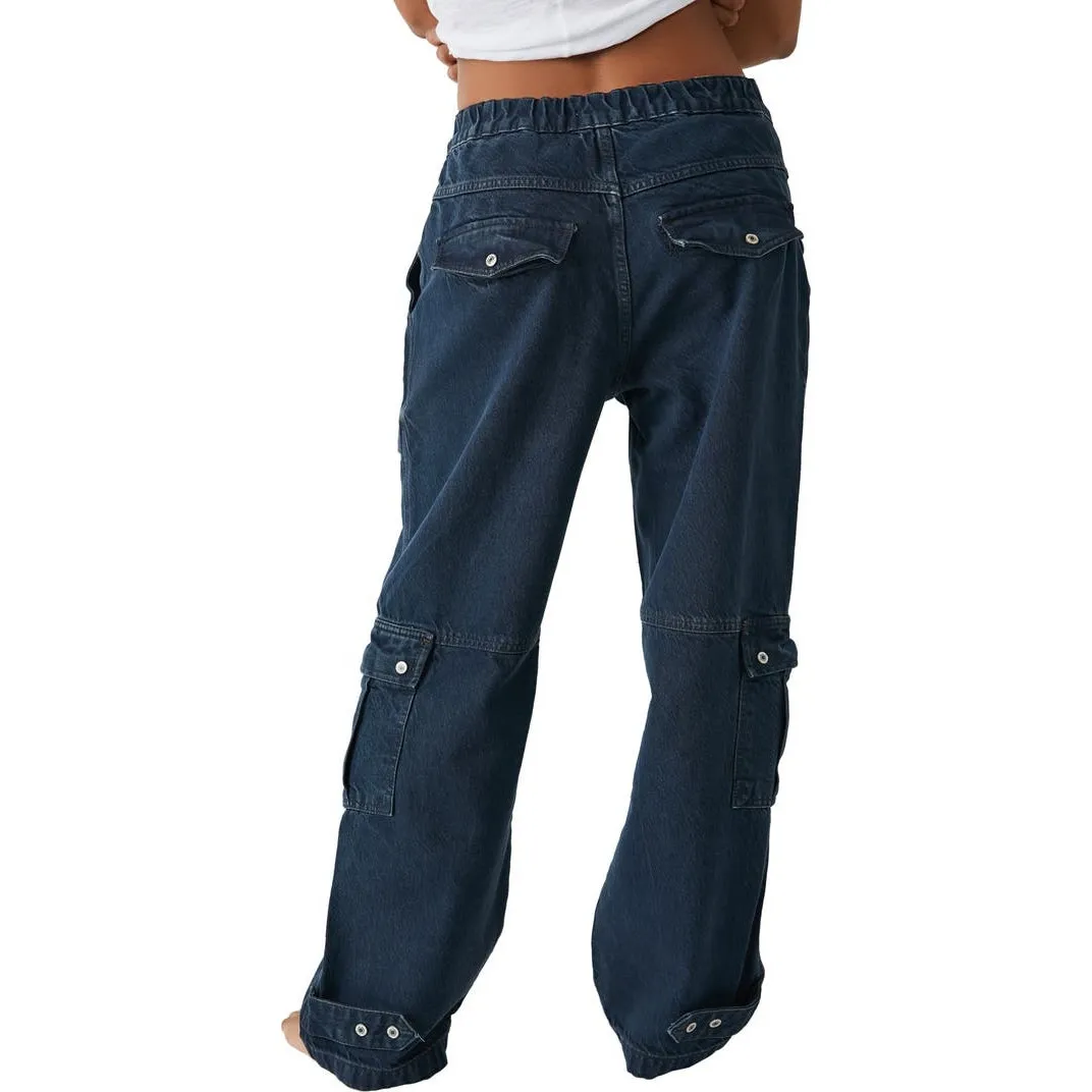 Free People We The Free Black Wash Marx Cargo Baggy Laid Back Pants Jeans - Image 10