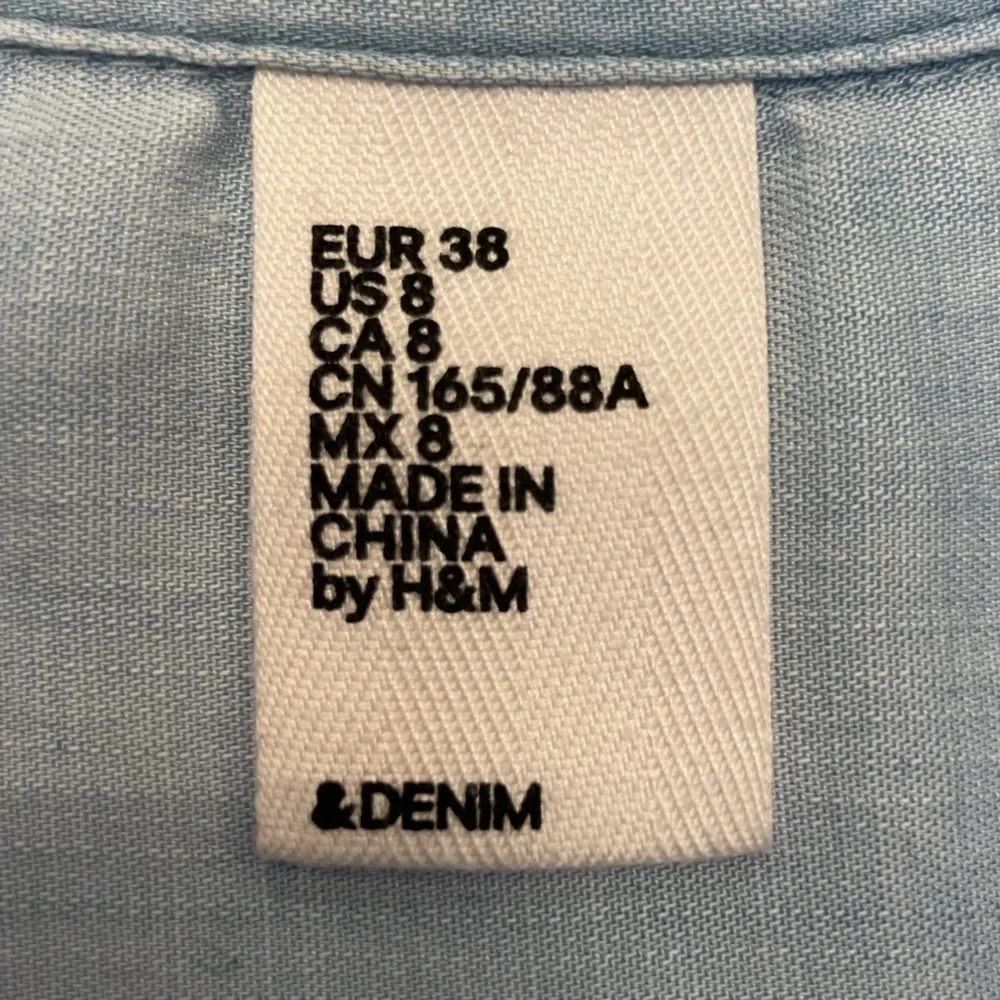 H&M &Denim Coastal Cottagecore Lagenlook Light Denim Shirt Dress - Image 5