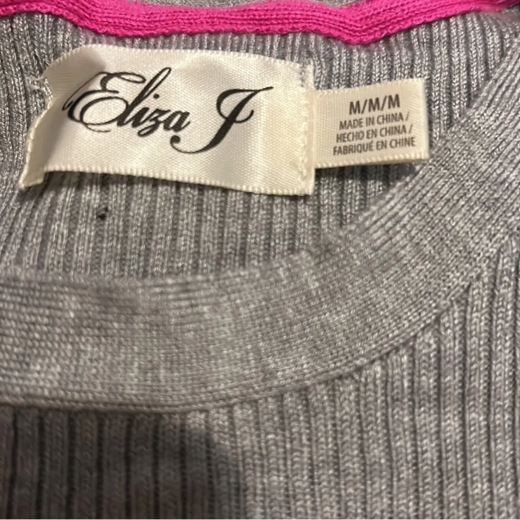 Eliza J light gray ribbed knit fit and flare Sweater dress - Image 5