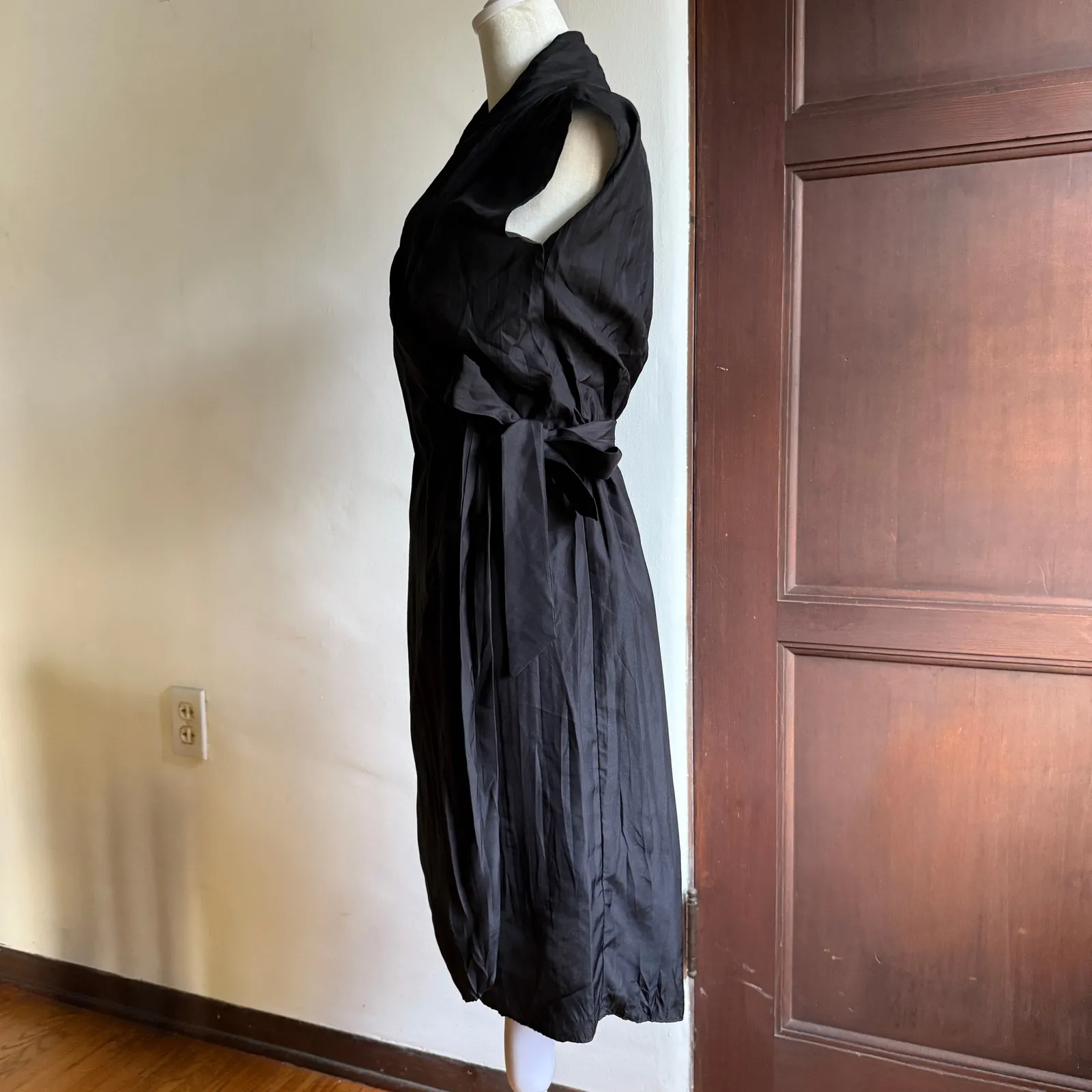 CALYPSO ST. BARTH | Black Silk Shawl Collar Cap Sleeve Wrap Dress | Extra Small - Image 2