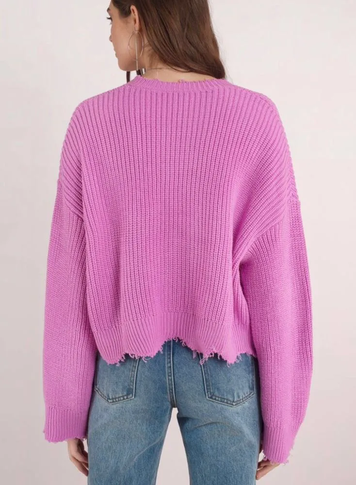 Distressed Out Pink Cropped Sweater - Image 2