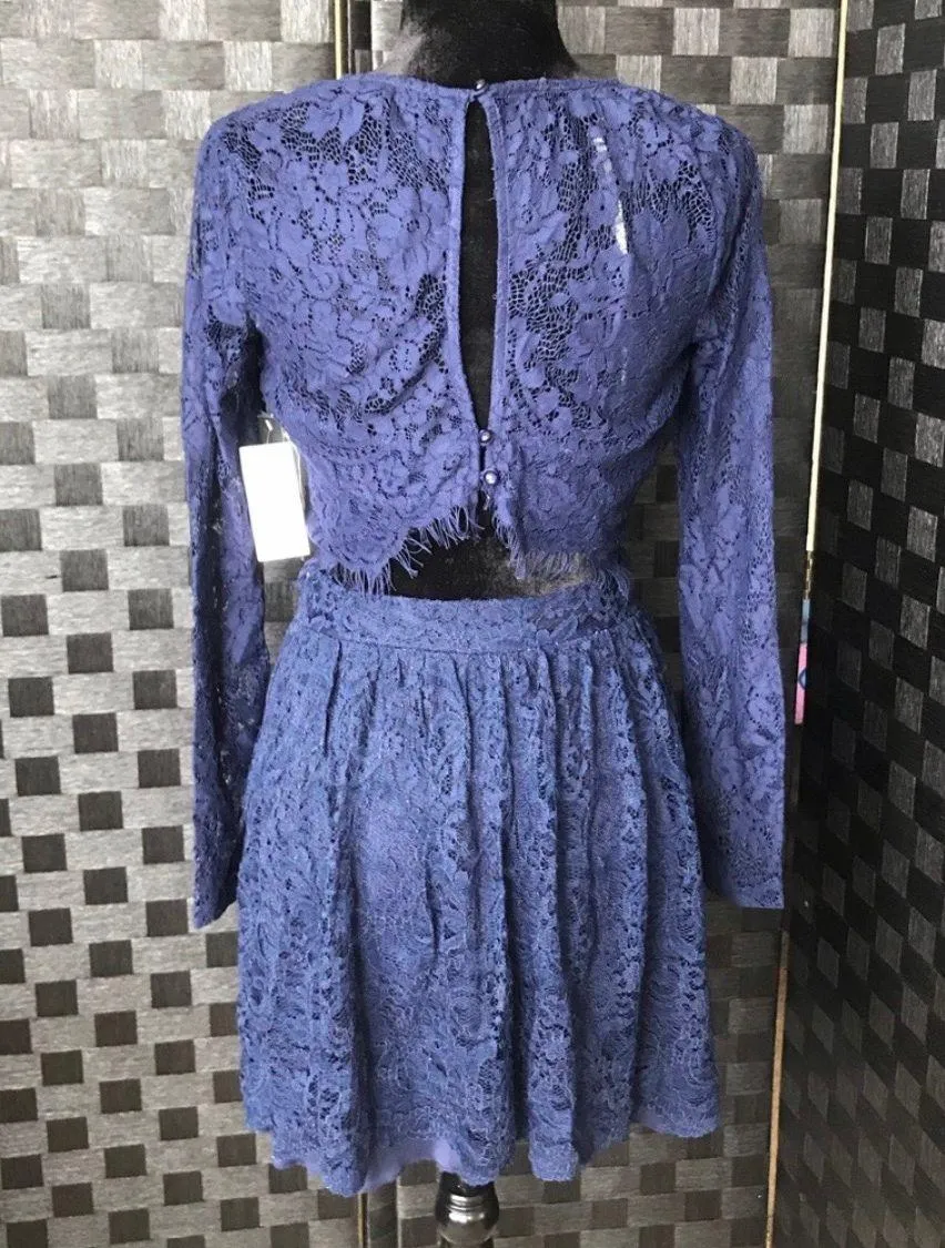 City Studio Blue Lace Mini Skirt - Image 2