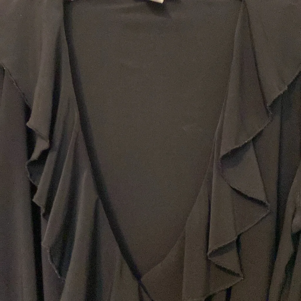 White House. Black Market. Black ruffle blouse. - Image 2