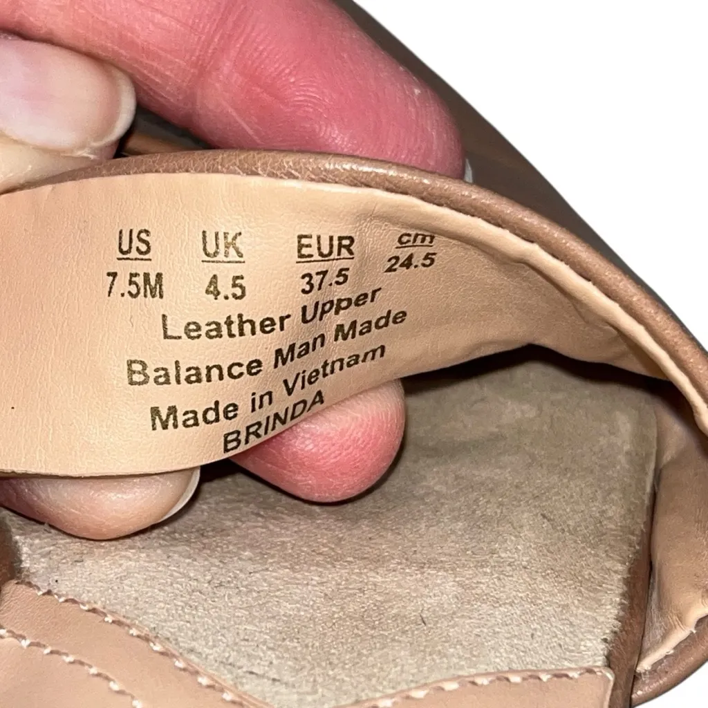 Franco Sarto Taupe Leather Square Toe Brinda Mules Flats Slides Shoes Size 7.5 - Image 6