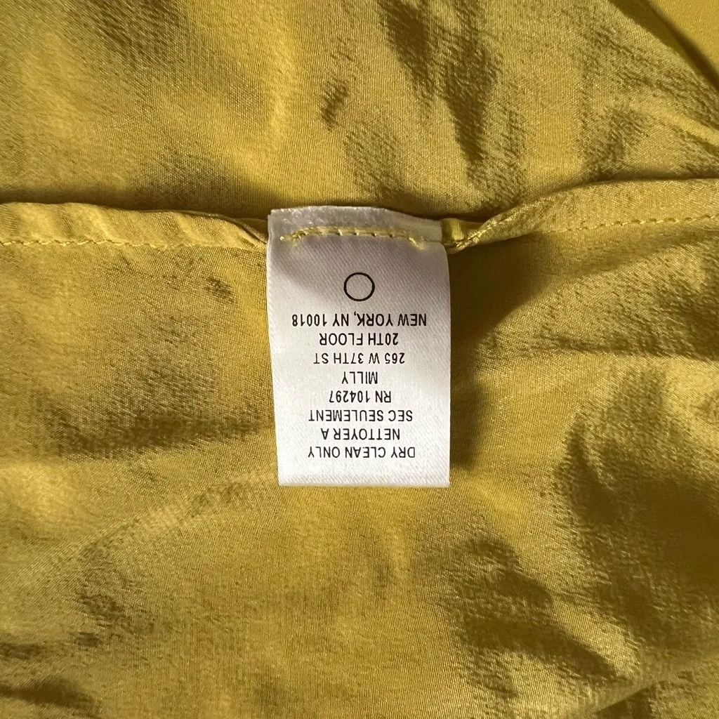 MILLY Mustard Yellow Silk Ruffle Sleeve Feminine Peasant Cottage Blouse Top 10 - Image 5