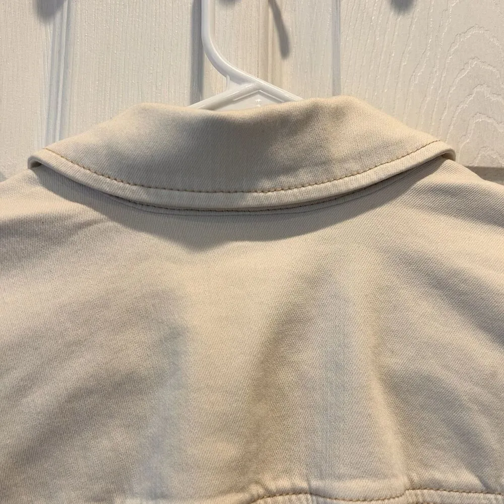 Chico's Jacket Women's Vanity 1 US 8 Medium White Ivory‎ Puffy 3/4 Sleeve Denim - Image 8