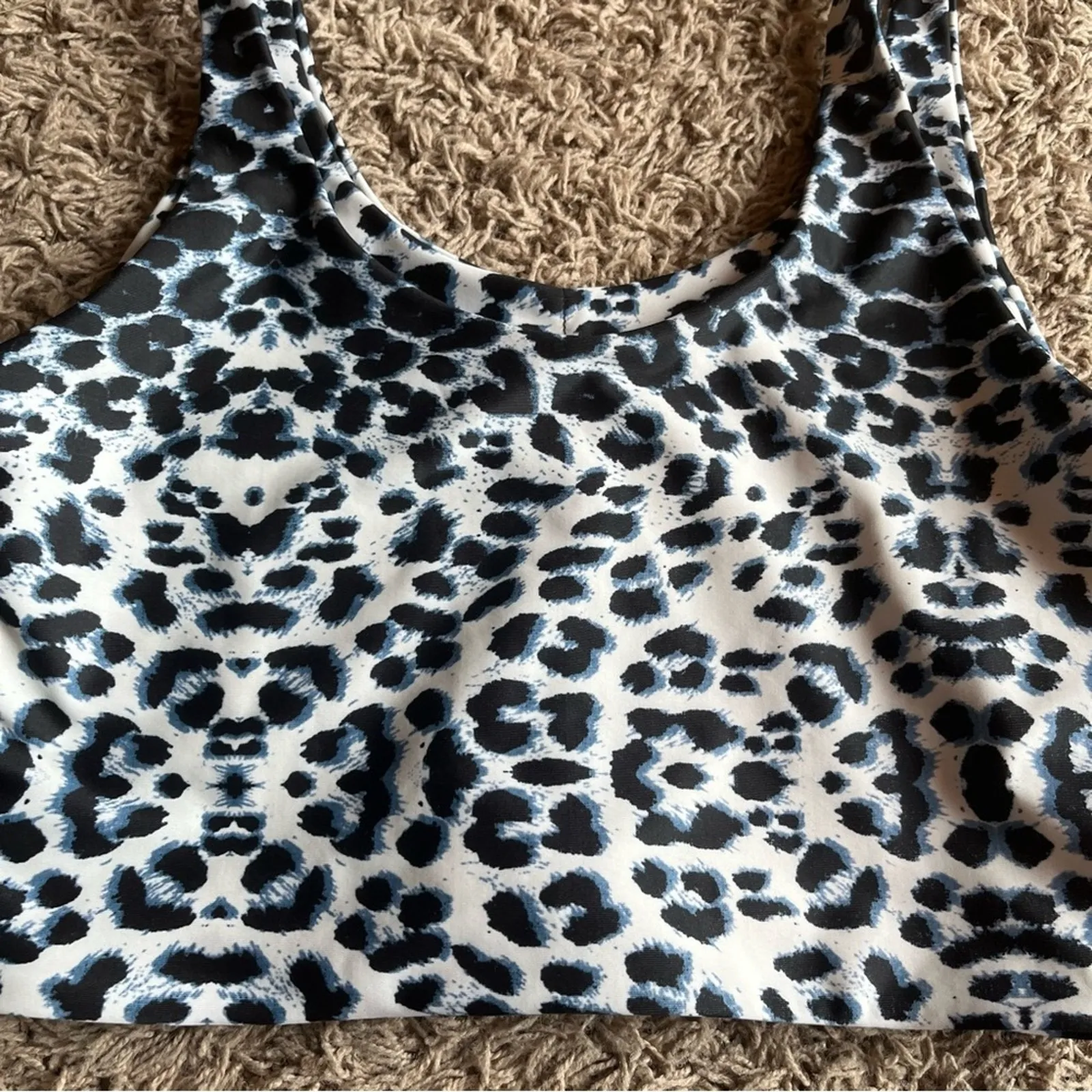 SHEIN Blue / Black / White Patterned Women’s Bikini Top Size Small - Image 4
