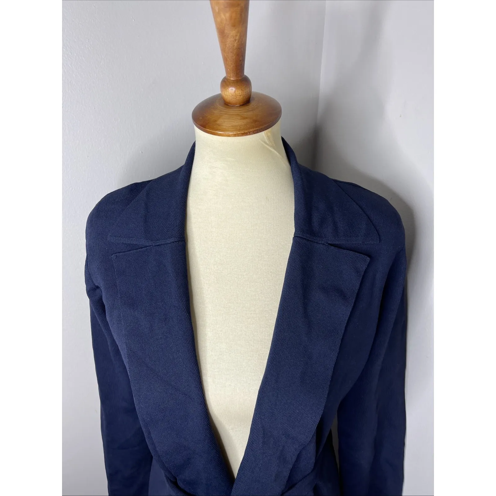 MM Lafleur Merritt Jardigan Navy Blue Belted Knit Cardigan Jacket Wrap Large - Image 8