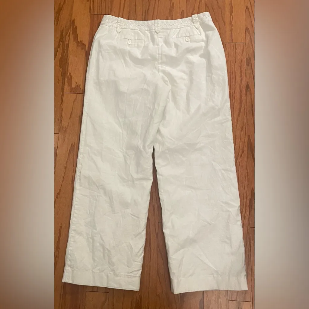 Nine West- White Linen Trousers Size 12 - Image 4