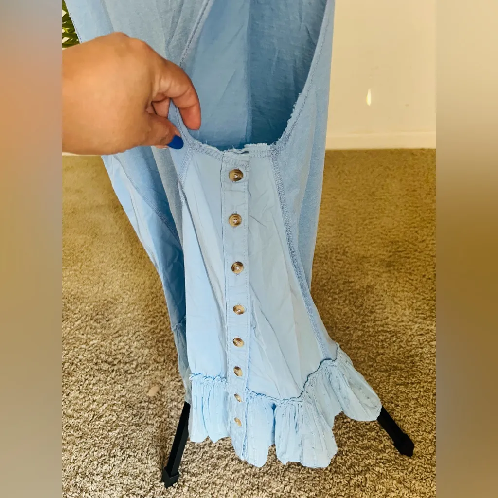 Pilcro  Anthropologie Light Blue Ruffled Hem Tank Top - Image 5