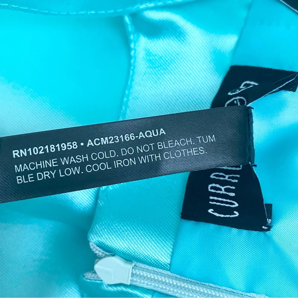 CURRENT MOOD Dolls Kill Pixie Stardust Satin Bow Straps Aqua Mini Dress Size S - Image 12