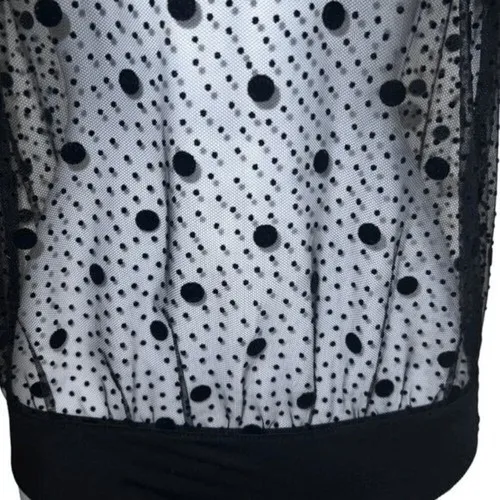 VICTORIA'S SECRET Black Sheer Mesh Polka Dot Mock Neck Body Suit NWT $60 Size XS - Image 4