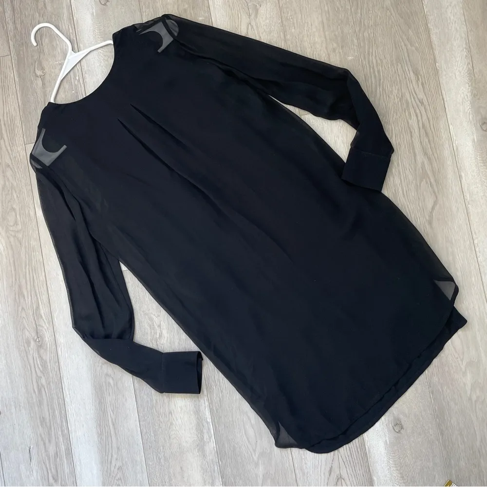 Vince Silk Dress double layer shirttail womens Black (size 2) office business - Image 3