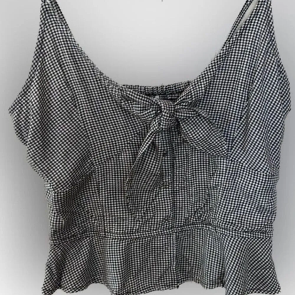 Gingham tie front peplum top - Image 2