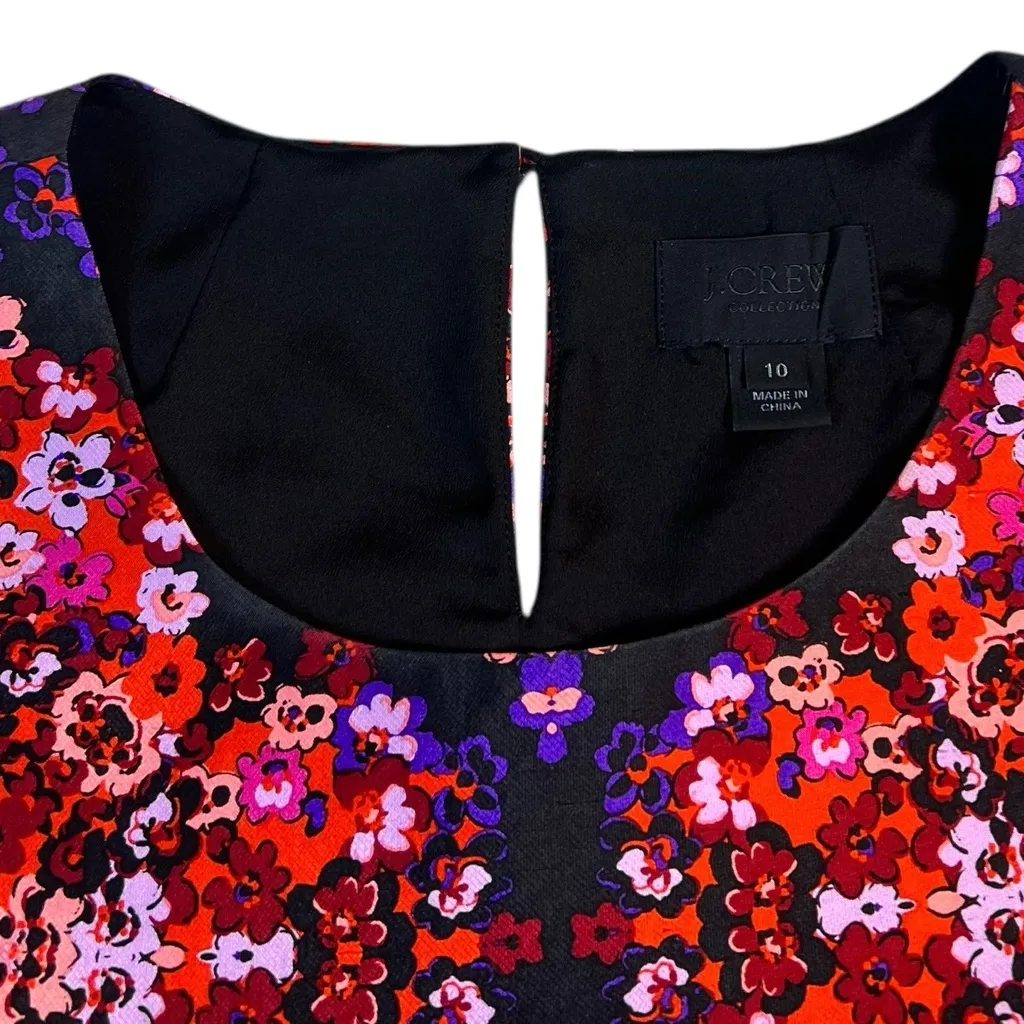 J. Crew Black Label Cherry Bouquet Floral Silk Blend Sheath Blouse Top - Image 7