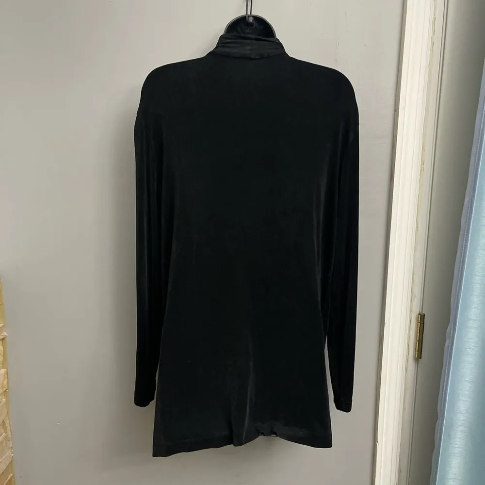 Chicos Travelers Women’s Cardigan Size 2 Black Stretch Open Front Slinky - Image 4