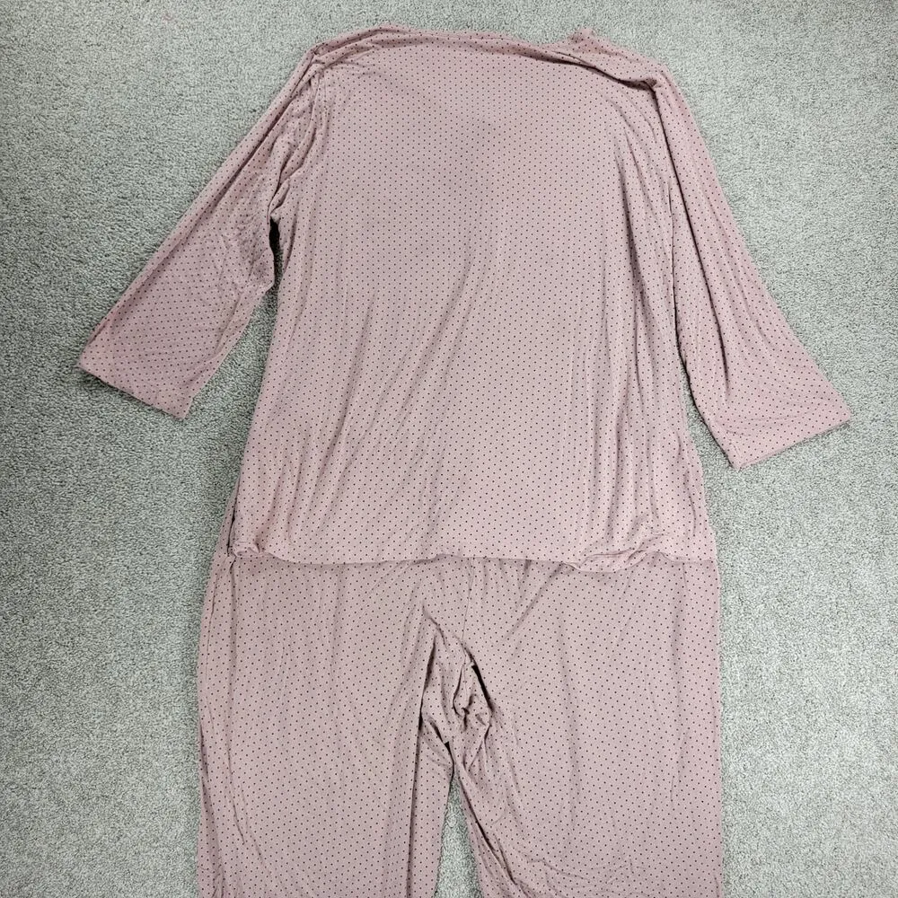 Soma Cool Nights Pajamas Womens XL Mauve Polka Dot Button Down 2 Piece Set Pink - Image 3