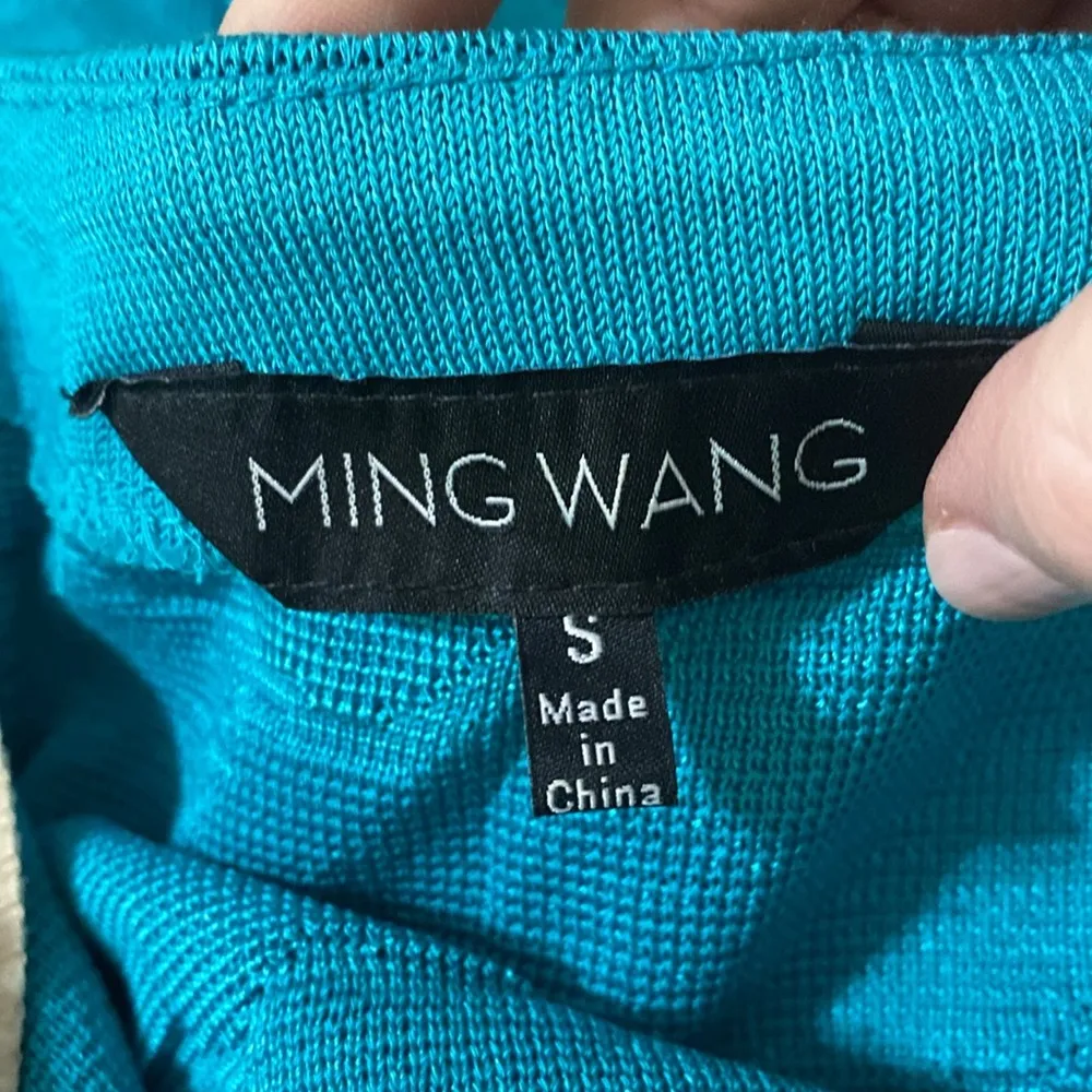 Ming Wang turquoise textured studded cropped knit  jacket size S - Image 12