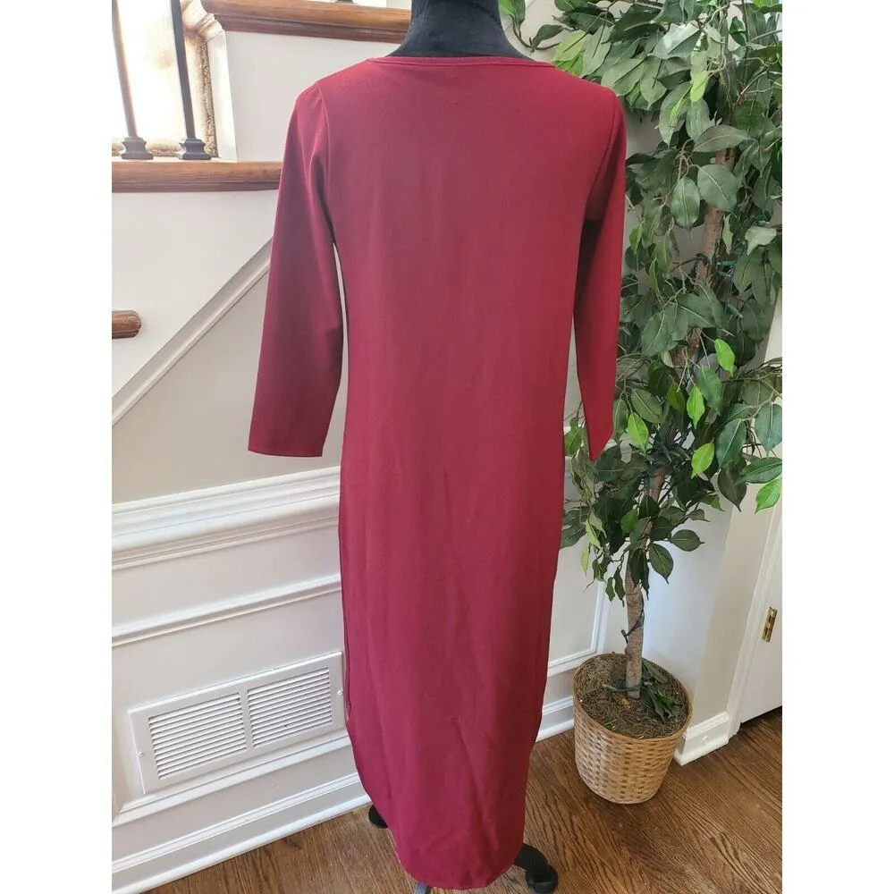 Boohoo Women Burgundy Polyester Round Neck Long Sleeve Long Maxi Dress Size 8 - Image 7
