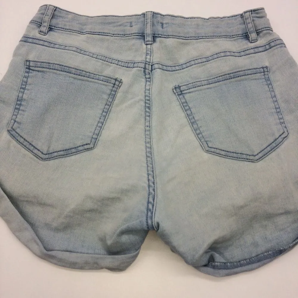 H&M Light Denim Short Shorts Daisy Dukes w/Rolled Cuffs 5 Pocket Jeans-Size 4 - Image 4