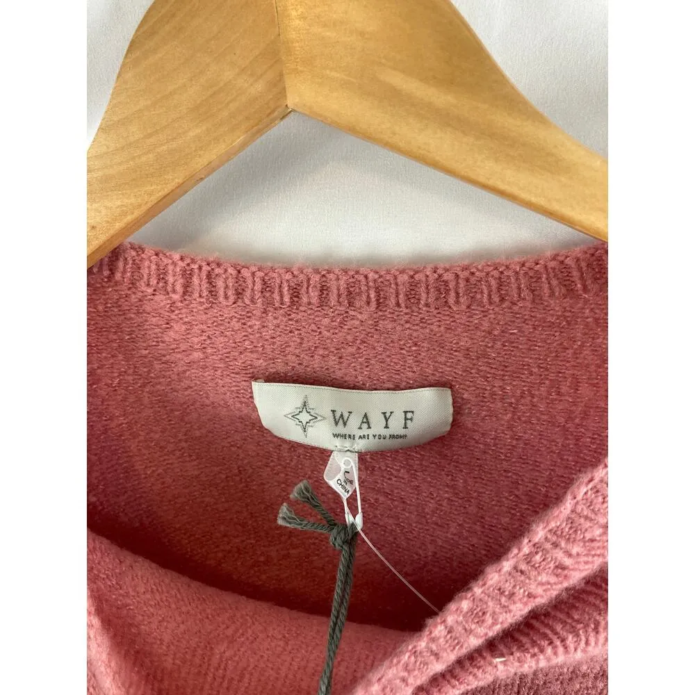 NWT WAYF Where Are You From Mock Neck Tie Waist Sweater Blush Pink L - Image 3