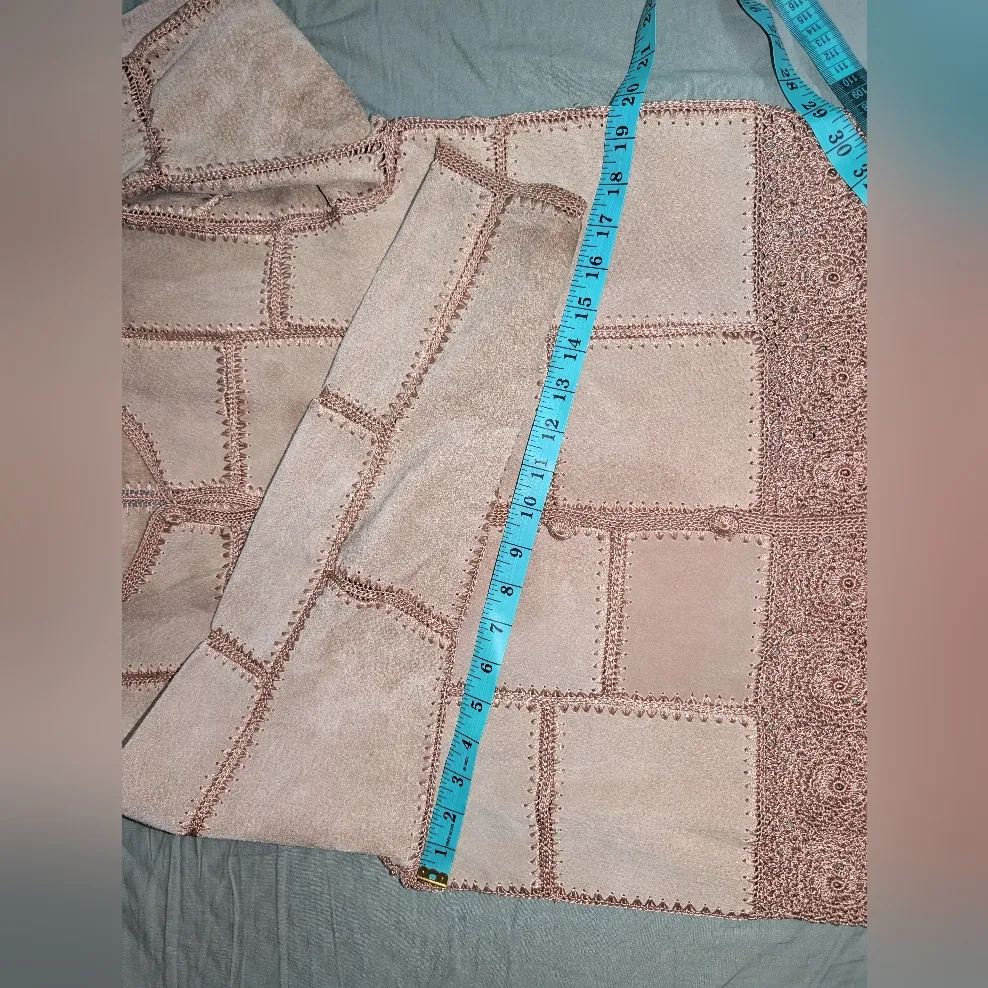 Vintage Lisa International Suede And Crochet Jacket Women's Medium Brown - Image 6