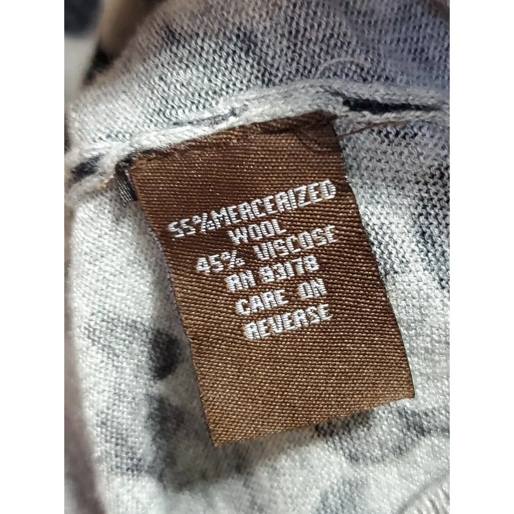 Adrienne Vittadini Gray Wool Sequin Round Neck Long Sleeve Pullover Sweater L - Image 10