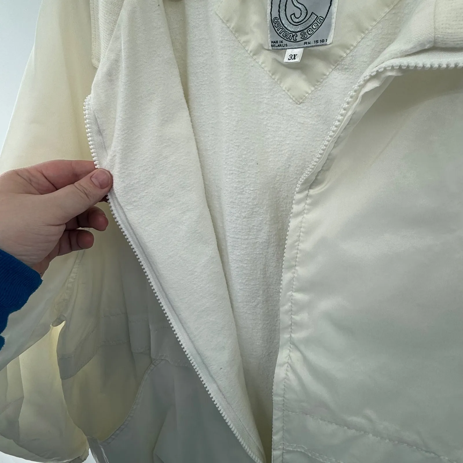Current Seen  3X Ivory Zip Front Jacket Fleece Lined Vintage 90s Windbreaker - Image 5