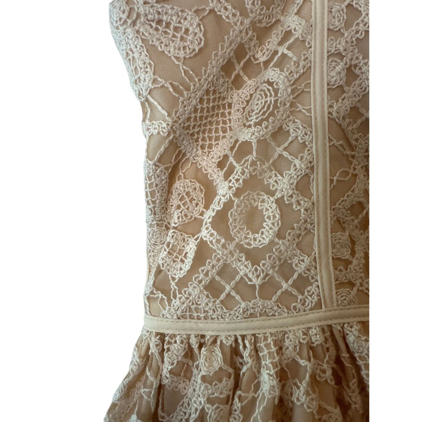 Anthropologie Ivory Lace Fit & Flare Mini Dress Basque Waist Sz 6 NWT - Image 10
