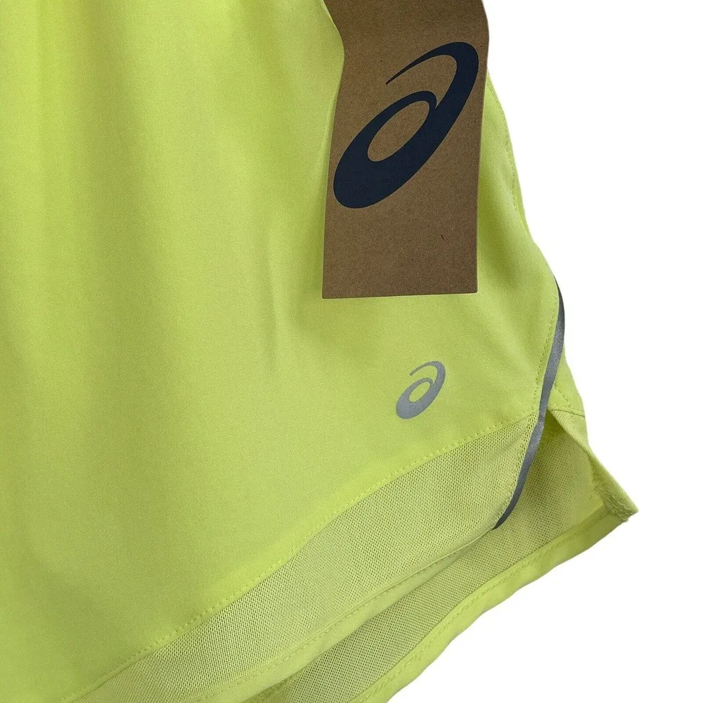 ASICS X-Large Running Shorts Elastic Waist Drawstring Lined Quick Dry Lime Green - Image 4