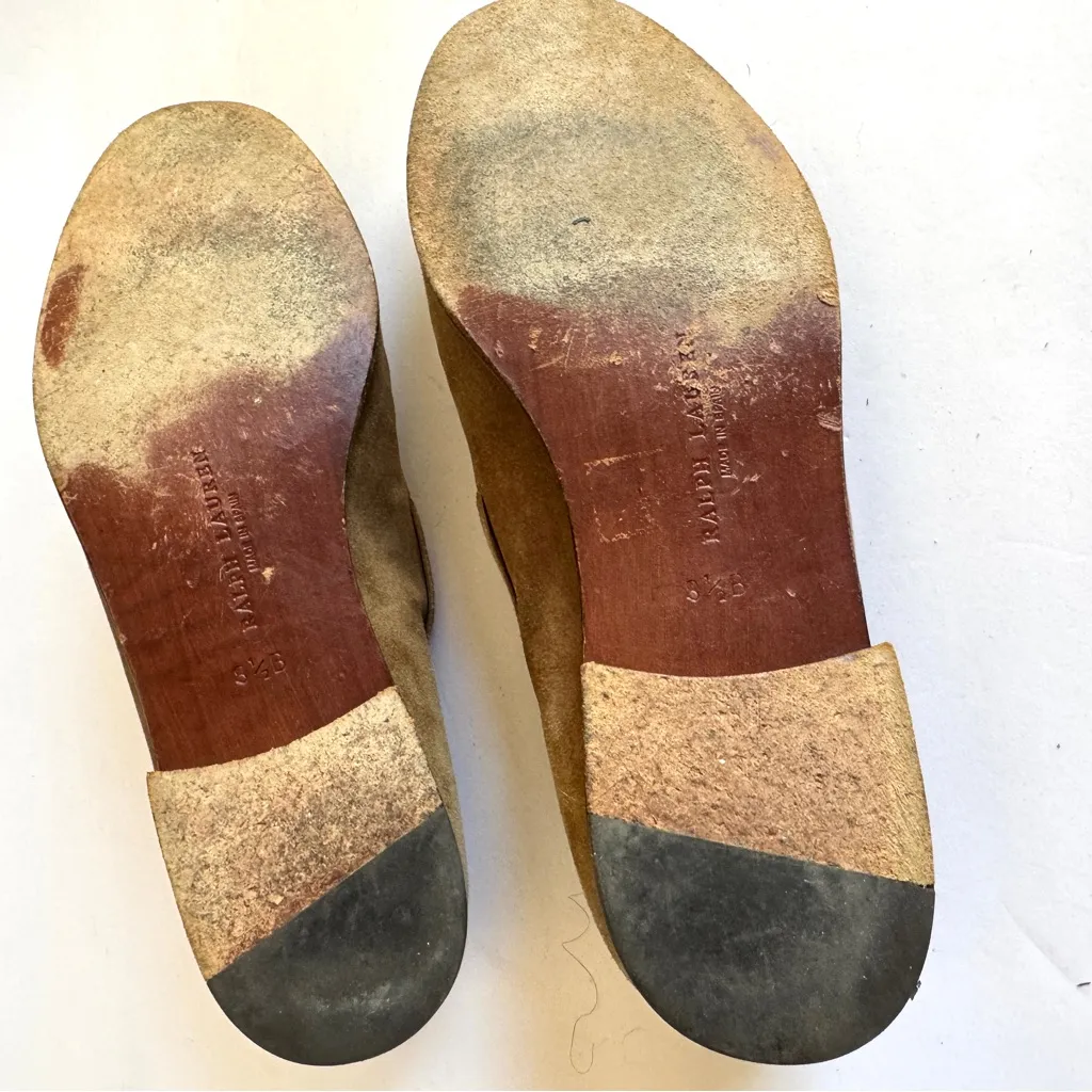 Ralph Lauren Women’s Beige Tan Suede Tassel slips on loafers Sz 8.5 - Image 6