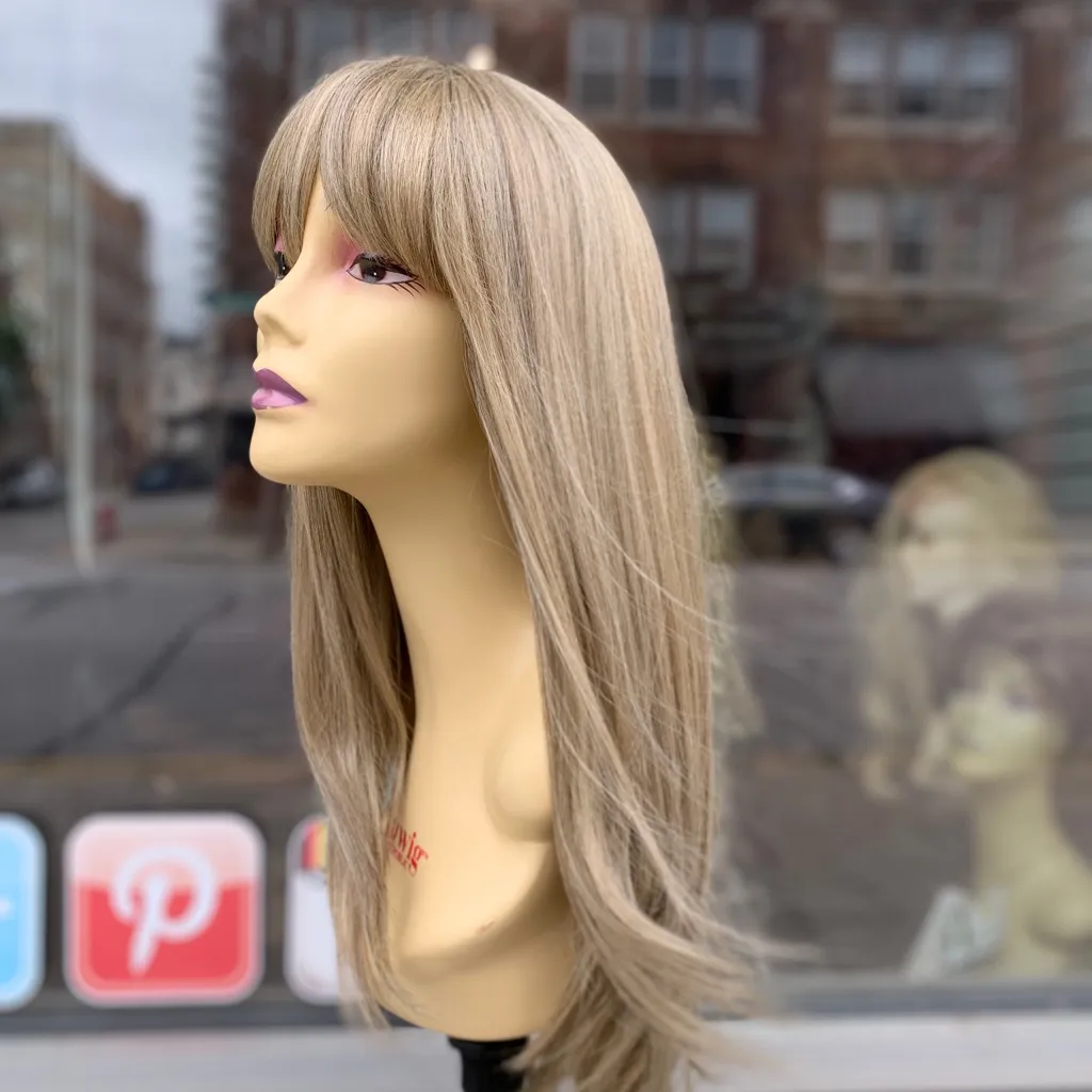 Ash blonde bangs long 2020 Wig - Image 2