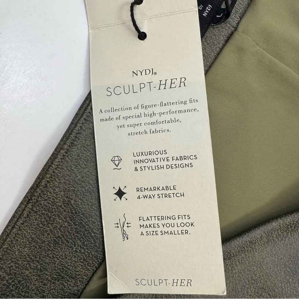 NYDJ Pull On Pencil Skirt Large Moss Sculpt-Her Nip Tuck Technology Faux Leather - Image 6