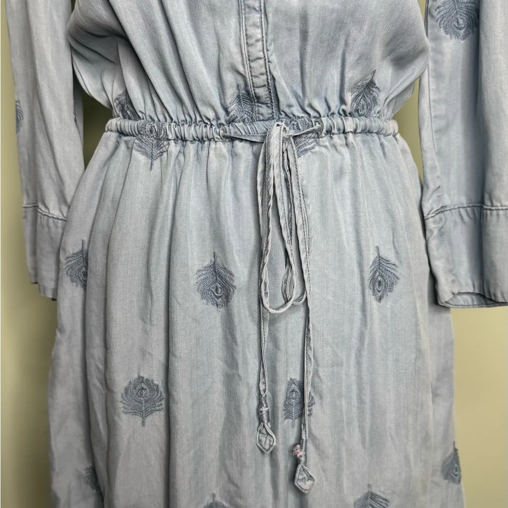 Anthropologie Holding Horses Blue Women Chambray Tunic Embroidered Dress Size XS - Image 12