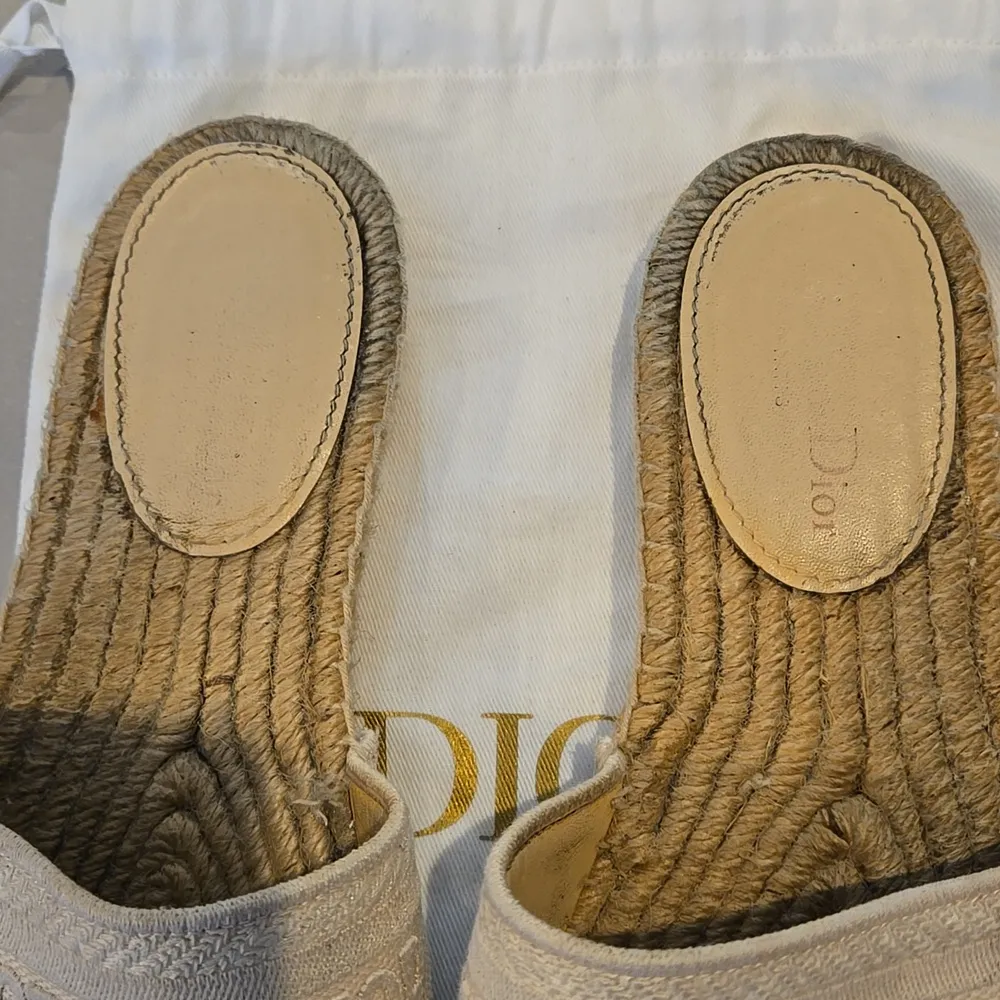 Dior Granville Clay Beige Nude Logo Canvas Backless Espadrille Slide Flat - Image 3