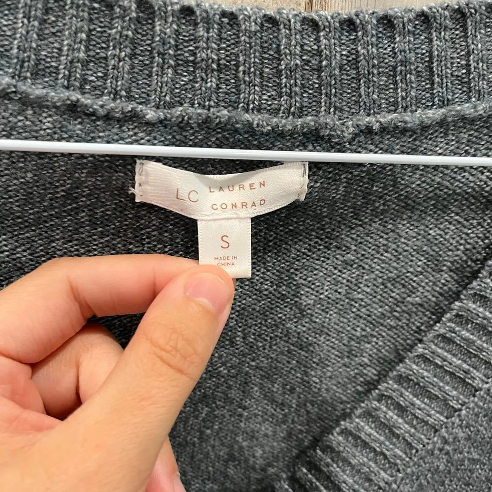 LC Lauren Conrad Blue Ruffle Button Front Preppy Cottagecore Cardigan Womens S - Image 2