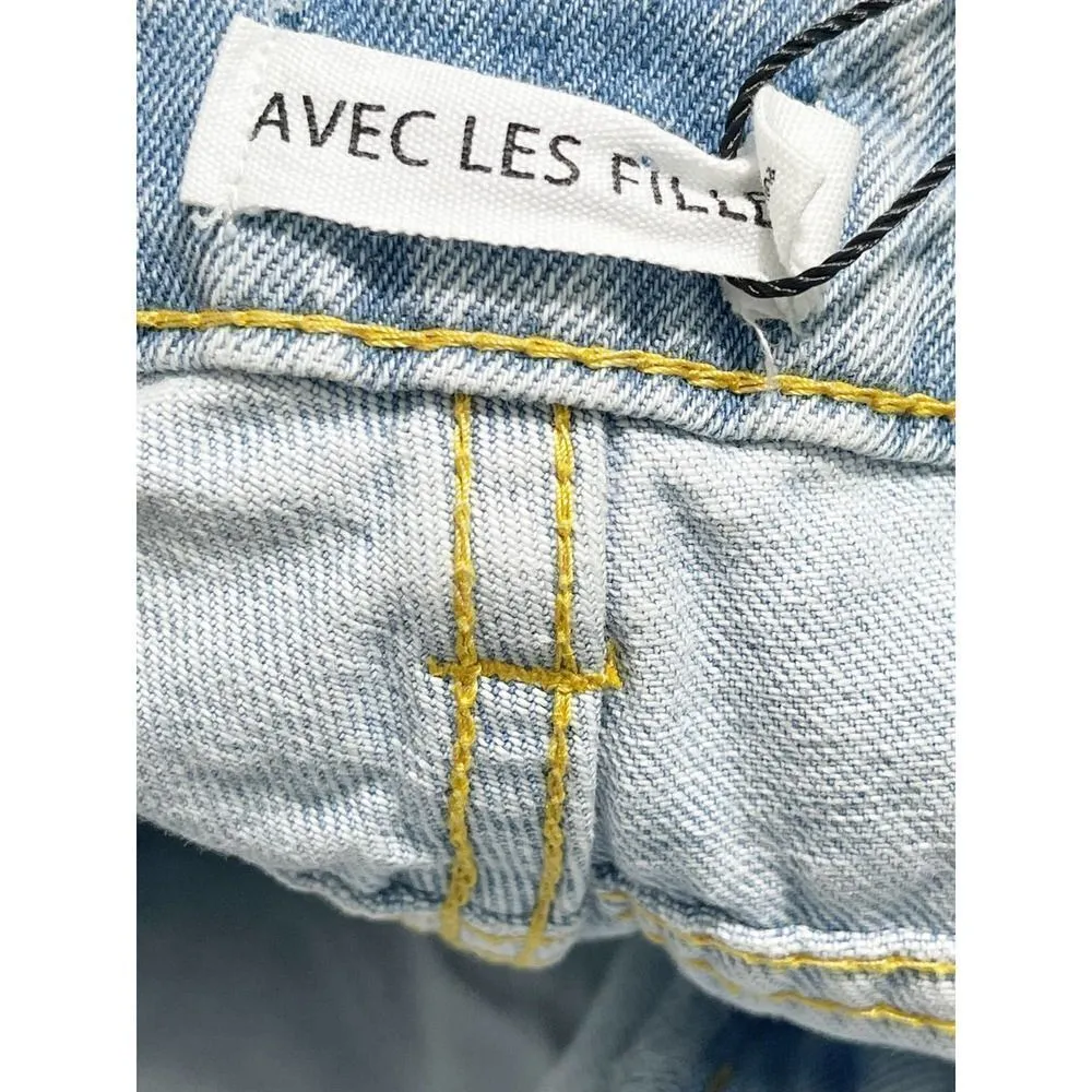 Avec Les Filles Jeans Straight Leg High Rise Jeans With Slit Hem Blue Size 28 - Image 13
