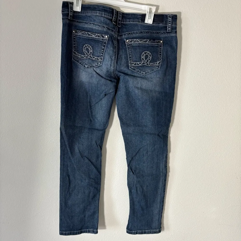 Seven7 Stylish Blue Denim Slim Straight Petite Blue Jeans size 10P - Image 4