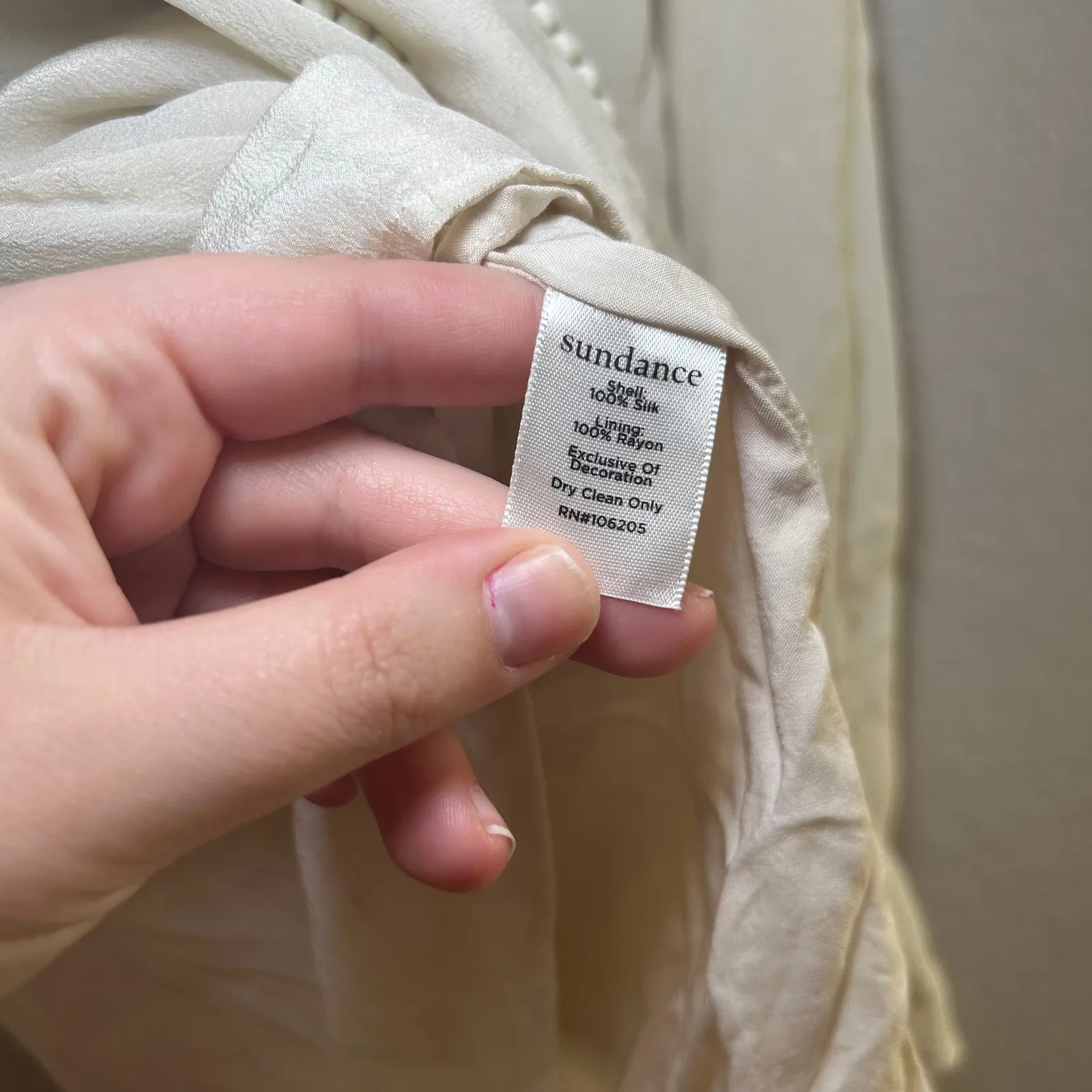 Sundance Ivory Blouse women's large 100% silk boho feminine minimal old money - Image 5