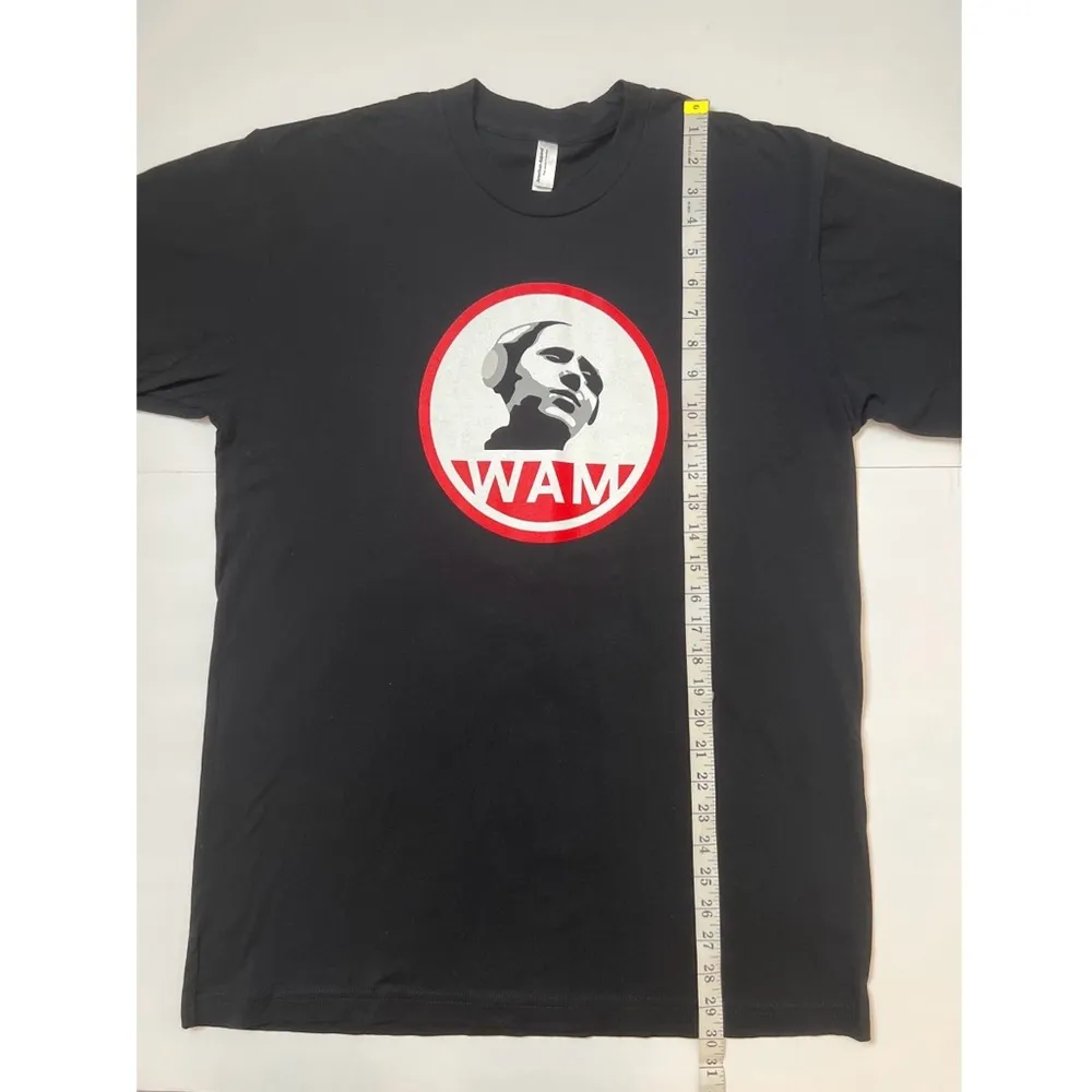 American Apparel Black Red “ WAM” Graphic Print Design T-shirt Sz L Women - Image 5