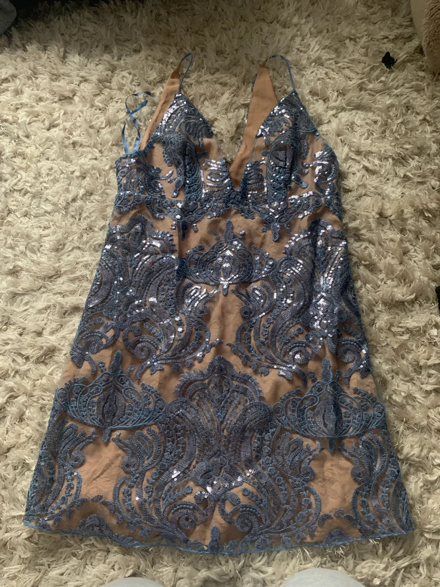 Free People Night Shimmers Dress Sundown Blue - Image 2