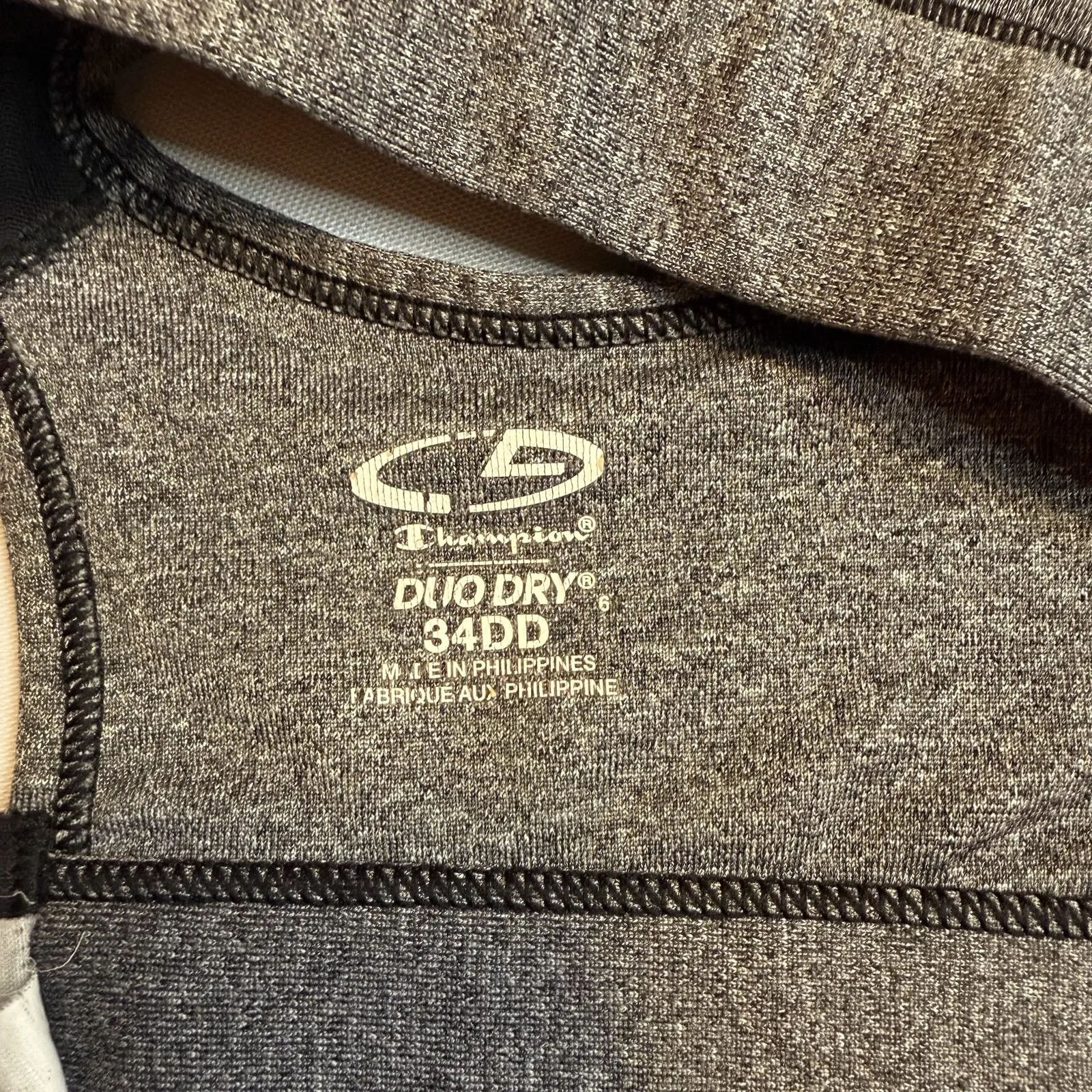 Champion‎ Sports Bra Gray and Black Sz 34DD Gym Workout Med Support Compression - Image 9