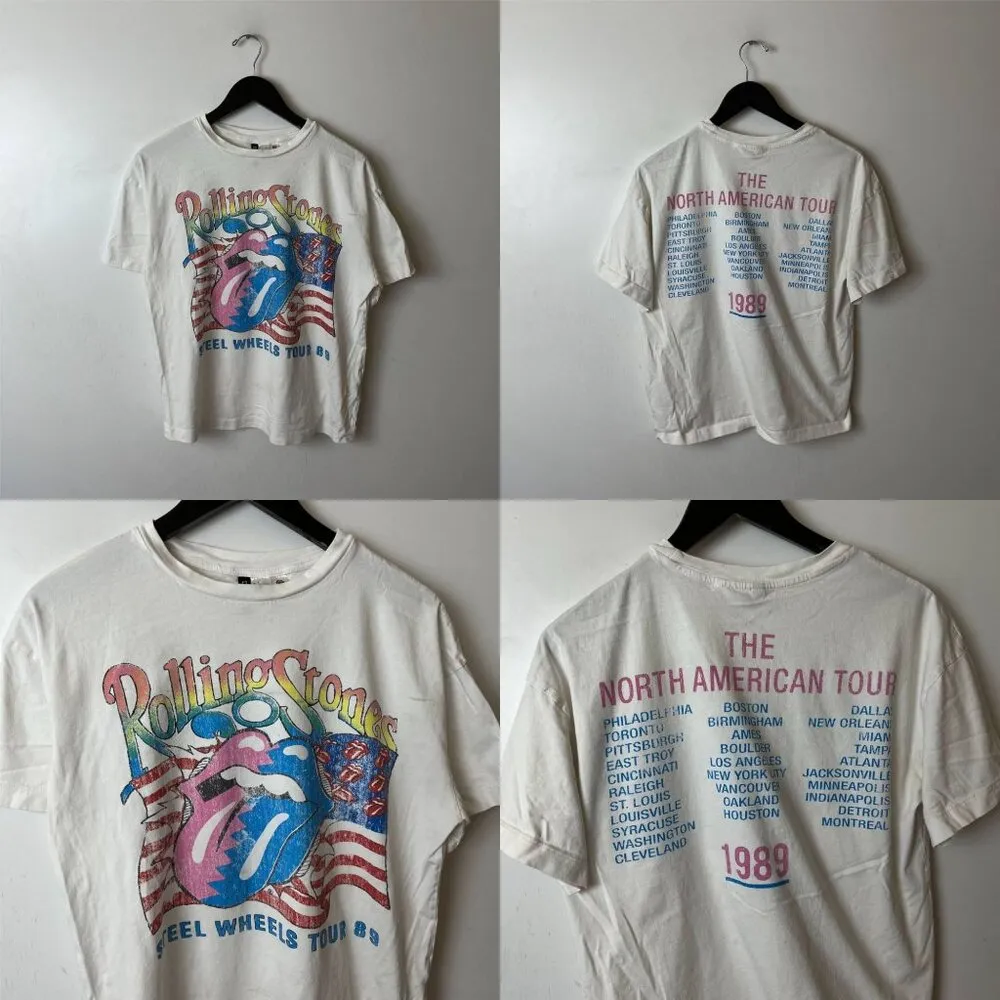 The Rolling Stone Steel Wheels Tour T Shirt Medium M Womens White Single Band - Image 14